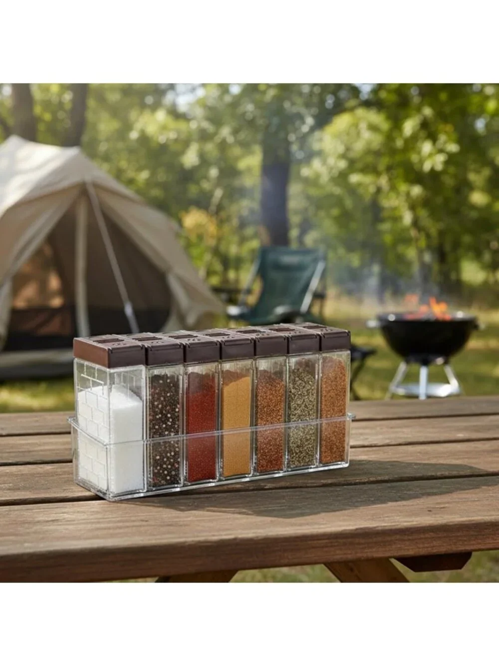 12 Pcs Clear Spice Shaker Jars Set - Travel Seasoning Containers with 2-in-1